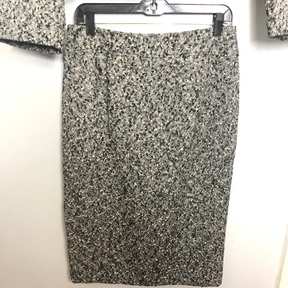 Talbots Vintage Set Pencil Skirt 10 Crop Blazer 12 Italian Wool Grey Tweed